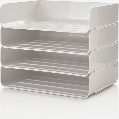 Set aus 4 stapelbaren Schreibtisch-Dokumentenmappen Nest - Weiß