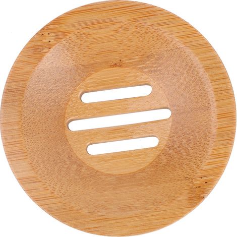 Boîte à savon en bois, porte-savon en bambou, plateau à savon, boîte en bambou saine et anti-moisissure (ronde) (1/5)