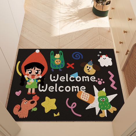 Entryway door mat, dustproof, mud-scraping, wear-resistant, customizable, creative cartoon PVC printed rug for home use - Colorful World - 4575cm