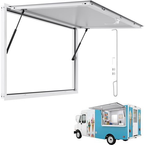 VEVOR Concession Window 135x84 cm, Aluminum Alloy Frame Service Window for Food Truck, Up to 85 Degrees Stand Serving Window with Awning Door and Drag Hook, Rainwater Resistant for Concession Trailer (1/5)