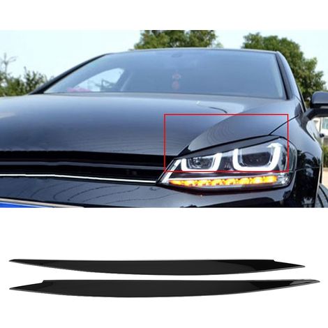 Paire de caches sourcils de phares pour Golf 7 GTI 2013-2018, garniture noire, kit de 2 pièces, style sport. (1/5)