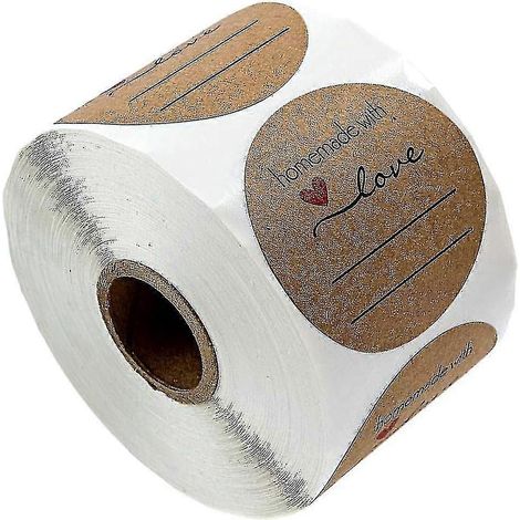 Rouleau de 500 étiquettes autocollantes en papier kraft « Fait maison avec amour ». (1/5)