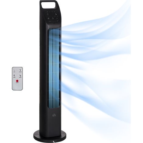 Bladeless Tower Fan with Remote Control, 75° Oscillation, 3 Speeds, 3 Modes, 7.5H Timer, Quiet Cooling for Bedroom and Office, Black