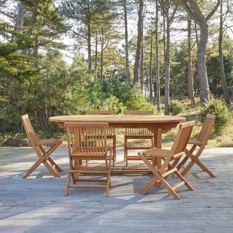 Salon de jardin en bois d'acacia 180 Capri 6 chaises (1/5)
