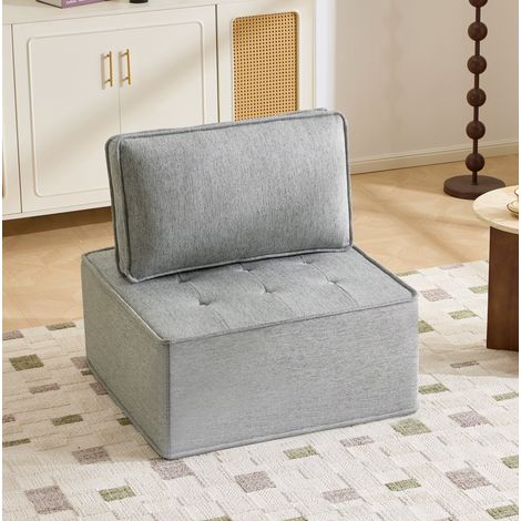 Sofá modular individual de lino gris claro OKWISH (1/5)