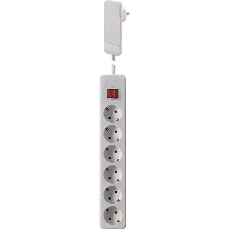 Flachstecker SmartPlug ca. 1,5 m Zuleitung 6-fach Tischsteckdose weiß