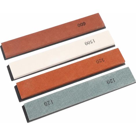 Set mit 4 Messerschärfsteinen, Körnung 120, 320, 600 und 1500, für Scheren, Holzmeißel und Äxte