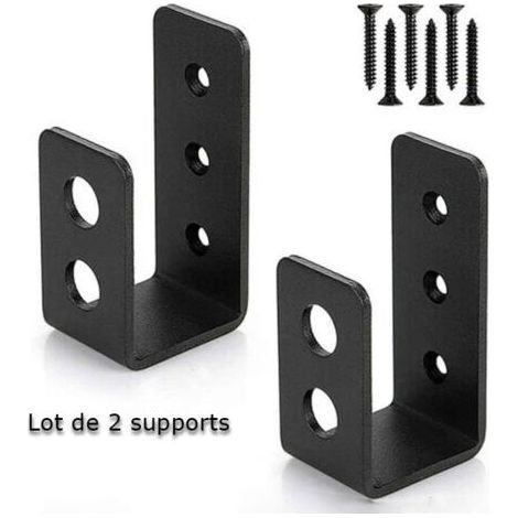 Lot de 2 supports de porte en acier au carbone – Revêtement en poudre noire anti-rouille – Installation rapide sur portes de 2 x 4 – Hklffja (1/5)