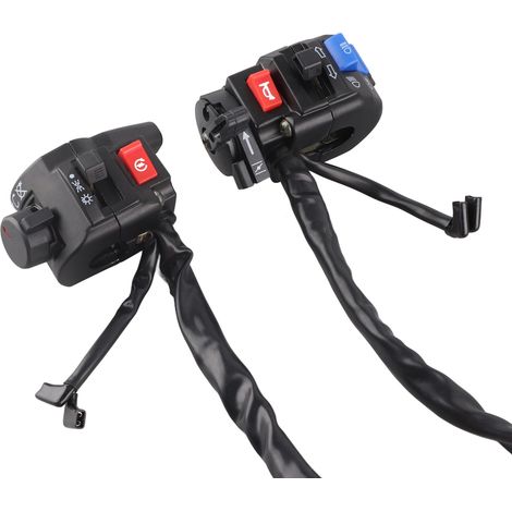 1 Paire Interrupteur Universel Moto Phare Clignotant Commande Démarrage Guidon Noir 7/8 Pouce (1/5)