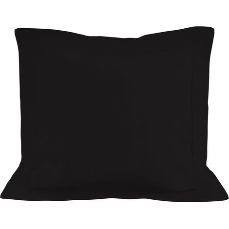 Taie d'oreiller en coton 57 fils 63x63 cm UNI noir, par Soleil d'ocre
