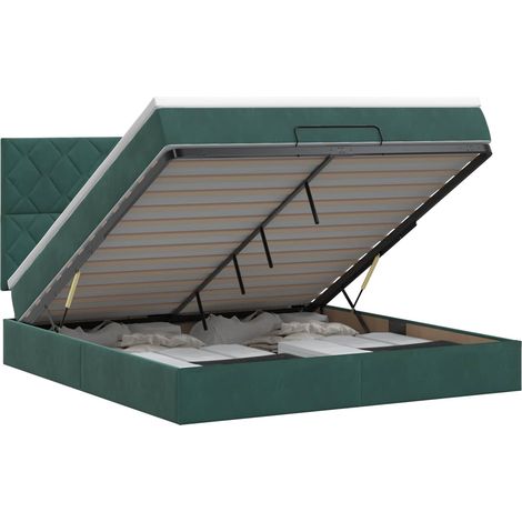 Maison Exclusive - Letto ottomano con materasso Verde Scuro 140 x 190 cm Velluto (1/5)
