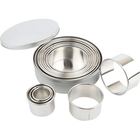 Emporte-pièce Rond - Cercles à Pâtisserie en Acier Inoxydable 304 - Pour Cookies Gâteaux et Pâte à Sucre - 24 Pièces (12 Diamètres) - Boîte Métallique Incluse (1/5)