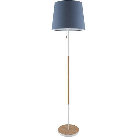 LAMPARA DE PIE MADERA AZUL E27