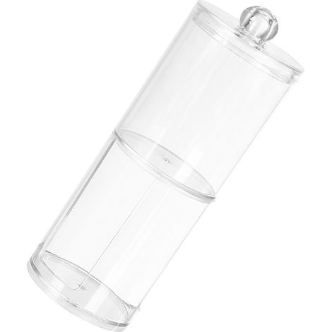 Organisateur de cotons-tiges à 2 niveaux, rond et transparent, pour salle de bain ou chambre. (1/5)