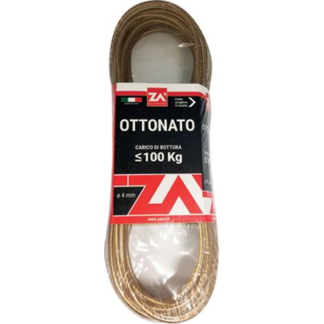 Cavetto acciaio ottonato trasparente mm 5,0 mt 20 (4 pezzi)