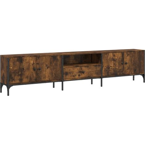 Mobile TV multimediale scaffale per televisione credenza televisione sala da pranzo soggiorno camera da letto con cassetto rovere affumicato 200 x 25 x 44 cm derivati del legno marrone 020028518