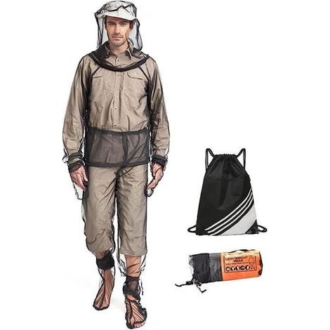Tuta antizanzare per pesca, apicoltura, abbigliamento ultraleggero in rete per la protezione dagli insetti, per uomo e donna, campeggio (L/XL) (1/4)