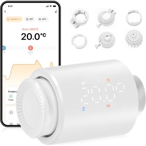 Thermostat de radiateur intelligent avec Bluetooth, thermostat de chauffage programmable pour une mise à niveau facile à faire soi-même, régulateur de (1/5)