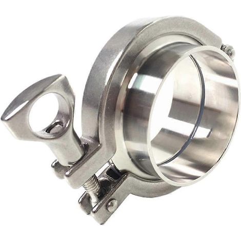 Set aus 2 Tri-Clamp-Verschraubungen 1,5 Zoll aus Edelstahl 304, hygienische Schweißringe mit Kragen und Dichtung, hygienisches Design. (1/3)