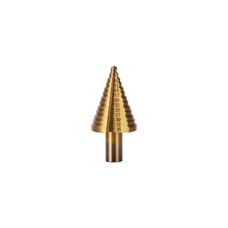 Foret étagé HSS métal 5-35 mm – Revêtement titane pour durabilité – Coffret inclus pour rangement – Perçage plastique et aluminium (1/5)