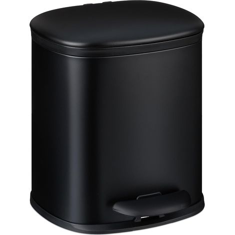 Poubelle de Salle de Bain, 5 litres, 2 seaux intérieurs Amovibles, Surface Mate, pédale Pratique, Noire (1/5)