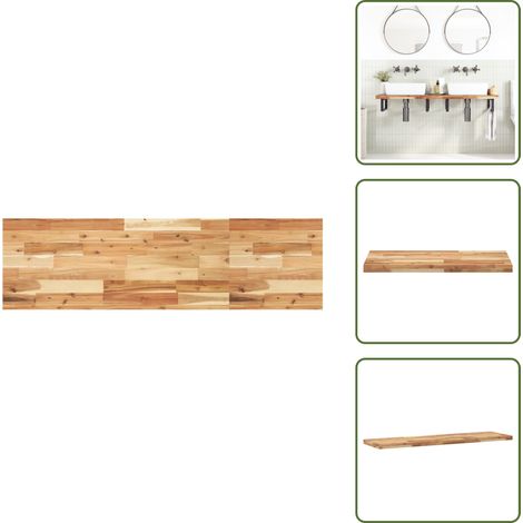 The Living Store Dessus de meuble de salle de bain finition à l'huile 120x40x4cm - Comptoir en bois d'acacia (1/5)