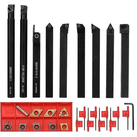 9-teiliges Drehwerkzeug-Set, hohe Härte, Metall-Fräser, Drehwerkzeughalter, CNC, mit Klampe, 10 mm Klinge (1/5)