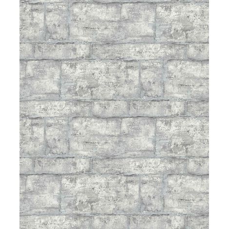 Papier peint motif fausse brique idéal couloir Tapisserie moderne imitation pierre grise Papier peint tendance uni gris pour chambre (1/5)