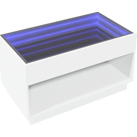 vidaXL Tavolino da Salotto con LED Infinity Bianco 90x50x50 cm (1/5)