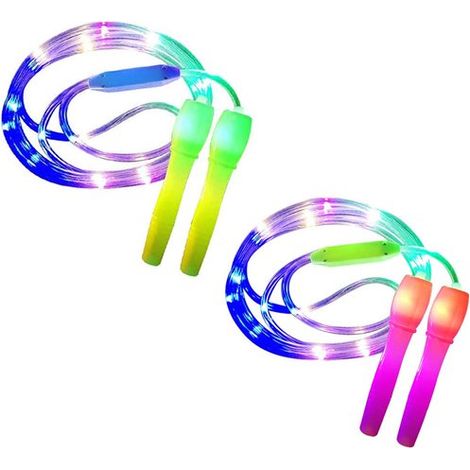 Corde à sauter LED - Longueur ajustable - Trois modes d'éclairage - Corde à sauter rapide pour enfants - Spectacle lumineux - Fitness - Convient aux enfants - Plusieurs couleurs - Longueur ajustable -