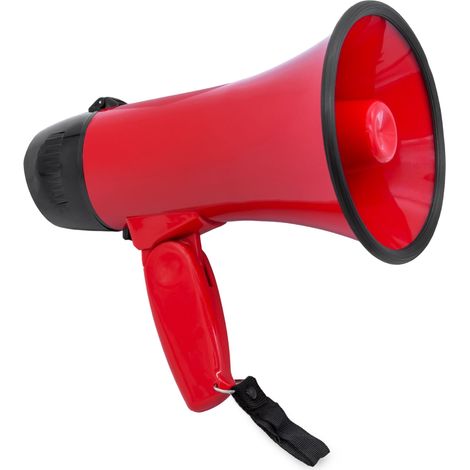 Megafon mit 2 Funktionen - 22 x 14 cm - Megaphobn Sprachrohr mit Sirene Bullhorn Batterie betrieben