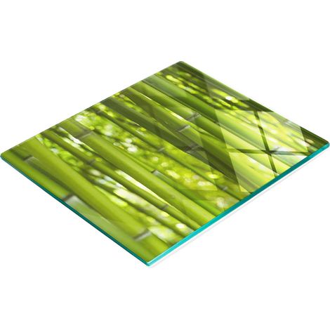 Tabla de cortar y servir decorativa de vidrio y bambú de 60x52 cm (1/5)