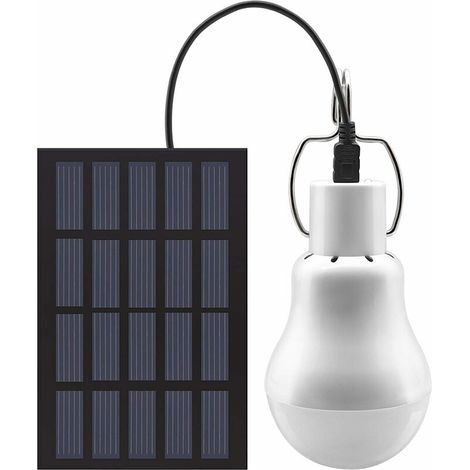 Lampe LED solaire portable avec panneau solaire pour jardin, terrasse, intérieur, extérieur, randonnée, camping, tente, pêche (1/5)
