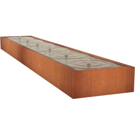 Adezz Wassertisch Corten-Stahl Rost braun/orange Wasserspiel mit Pumpe und LED verschiedene Größen 600x100x40 cm (6 Edelstahldüsen) (1/2)
