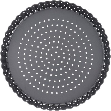Non-Stick Round Pizza Pie Pan With Holes Fluted Sides Removable Bottom Pastry Pan For Cheesecake Quiche Pies And Muffins 20.00 X 20.00 X 2.50 Cm (1/5)