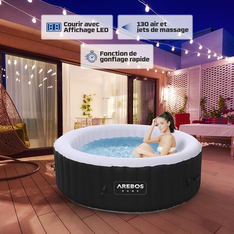 Arebos – Spa gonflable 6 personnes – Gonflage automatique – 130 jets de massage – Température réglable jusqu'à 40°C – Système de filtration efficace — vue 3
