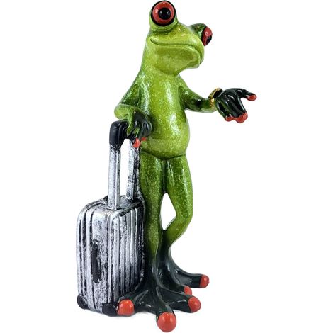 Froschfigur mit Koffer, Reisender, 16 cm (1/5)