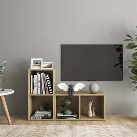 vidaXL Muebles de salón de pared 2 pzas madera ingeniería roble Sonoma (1/5)