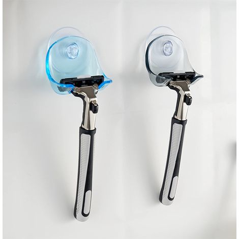 Ce lot de 2 supports de rasoir portables est doté de ventouses et convient à une utilisation sous la douche, en voyage et à une (1/4)