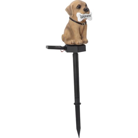 Panneau de bienvenue lumineux solaire en forme de chien, guirlande lumineuse pour pelouse, patio et jardin, éclairage décoratif extérieur (1/5)
