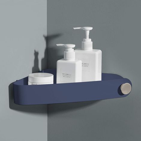 No-Drill Shower Shelf, Bathroom Storage and Organization, Shower Soap Holder, Bathroom Shelf, Includes 4 Adhesive Stickers, Navy Blue