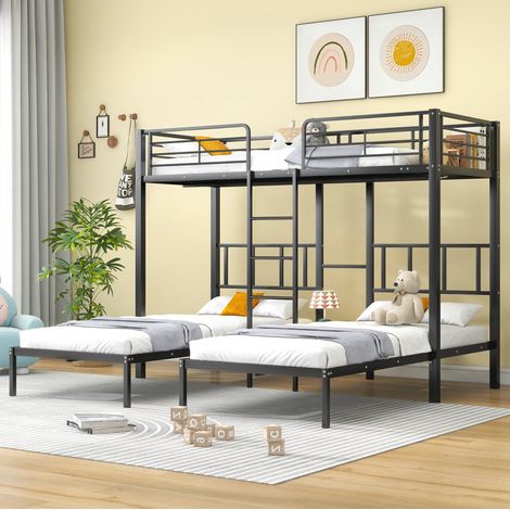 MEUBLIV Bettgestell 90x200 cm Schwarz – Etagenbett mit Leiter, ohne Matratze (1/5)