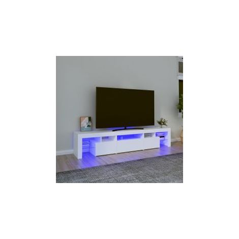 Meuble TV avec lumières LED Blanc 200x36,5x40 (1/5)