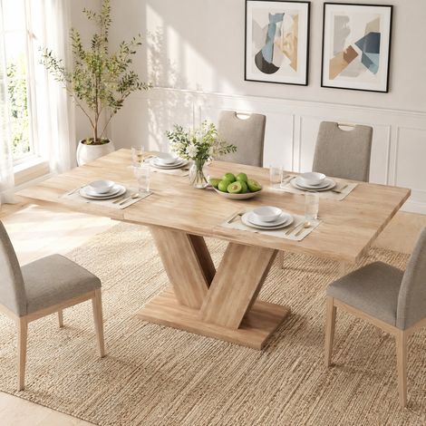 Ausziehbarer Esstisch 140/180 x 80 cm, MDF, Eiche, 4–6 Personen (1/5)