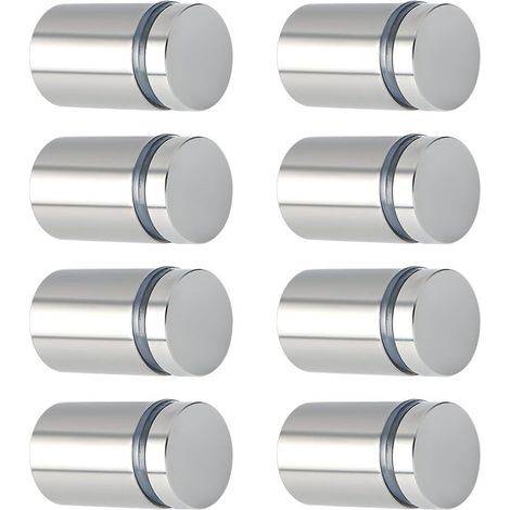 8 Pcs Publicité Vis en Acier Inoxydable Entretoise de Verre Publicitaire pour Plaques et Présentoirs de Signe, 19 mm de diamètre 25 mm de Longueur Brossé, EQS5019-8P (1/5)