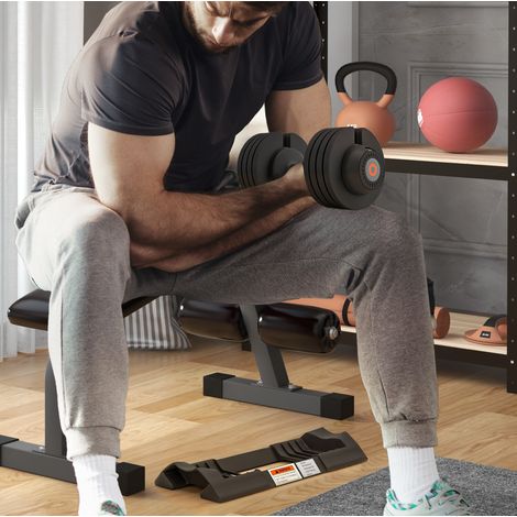 Haltères réglables 3,5 à 10 kg avec plateau de rangement, poignées antidérapantes et prise en main confortable pour musculation à domicile  CHICFURN (1/5)