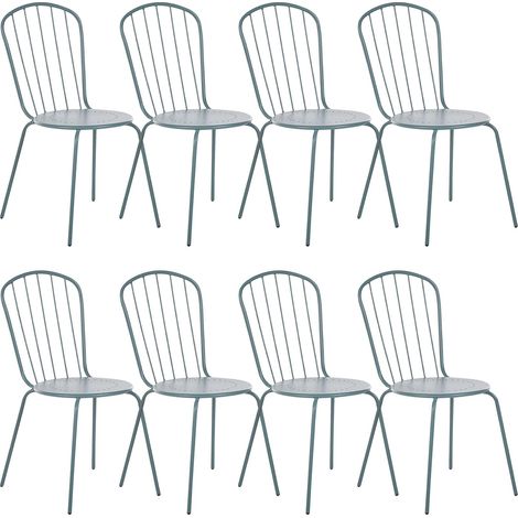 Set di sedie da pranzo da giardino azzurro alto metallo 8 persone Calvi