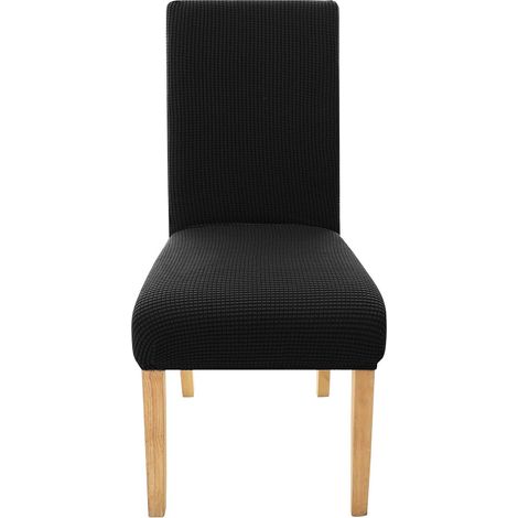 Housse de chaise de mariage en jacquard extensible, lavable en intérieur, bon marché, noire, pour salle à manger (1/3)