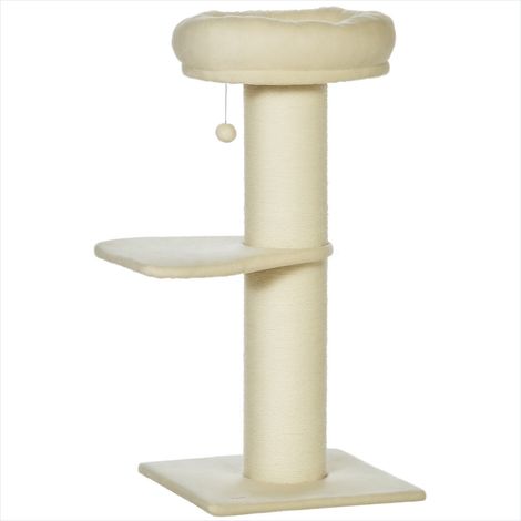 Arbre à chat beige en peluche 48,5 x 48,5 x 105 cm (1/5)