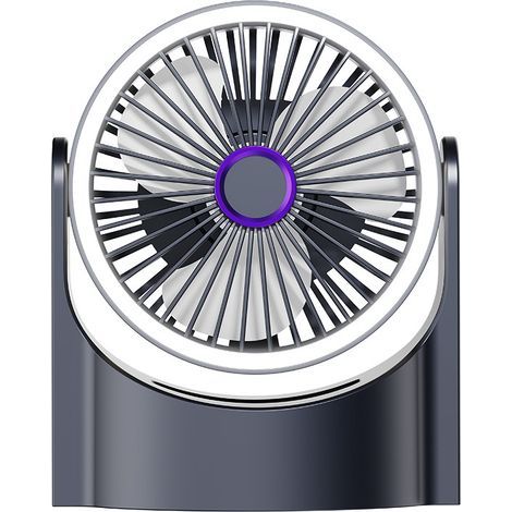 Ventilateur de bureau réglable, ventilateur de bureau pour la maison, rotation à 180 degrés, design portable et suspendu, éclairage silencieux pour femmes et hommes Gris violet (1/5)